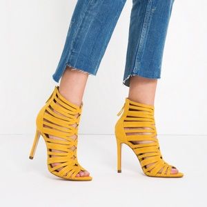 Zara Caged-style yellow heels